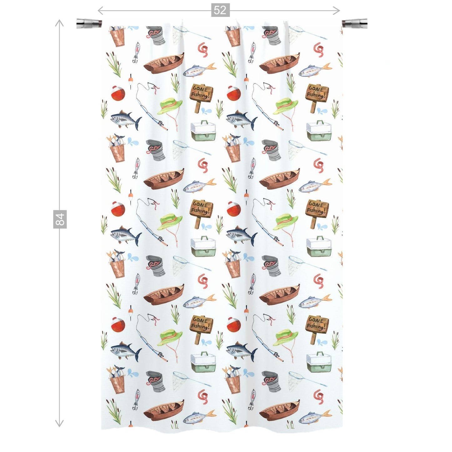 Fishing nursery curtain single panel - Fishing nursery decor - Little fisherman