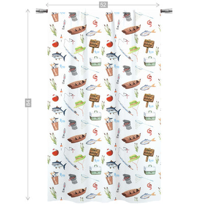 Fishing nursery curtain single panel - Fishing nursery decor - Little fisherman