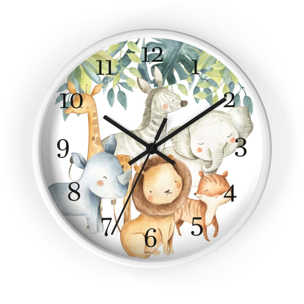 Safari animals kids wall clock, Jungle Nursery Decor - Baby Africa