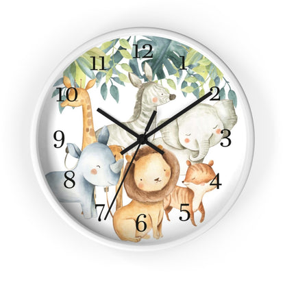 Safari animals kids wall clock, Jungle Nursery Decor - Baby Africa