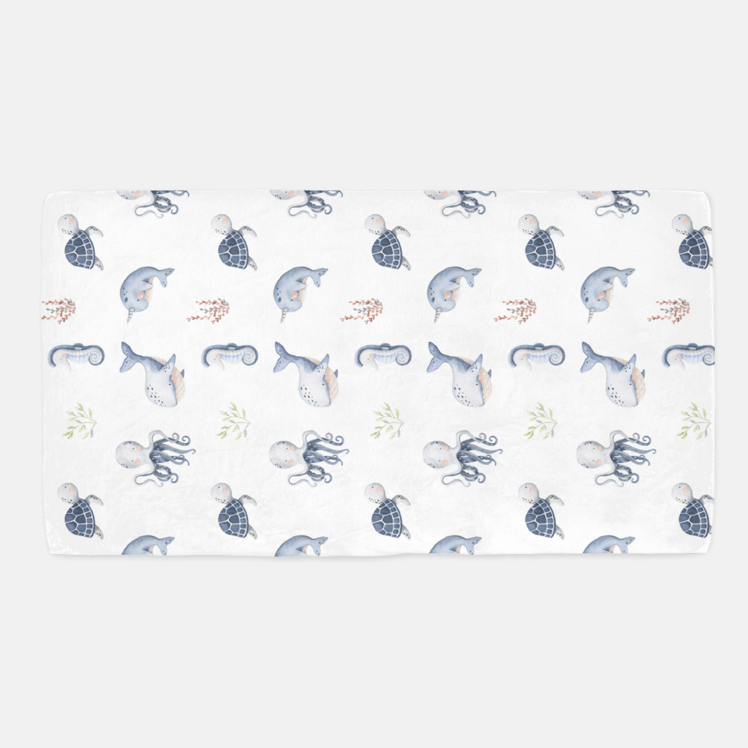 Under the sea Crib Sheet, Ocean Animals Nursery Bedding - Little Ocean