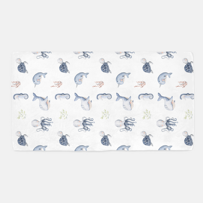 Under the sea Crib Sheet, Ocean Animals Nursery Bedding - Little Ocean