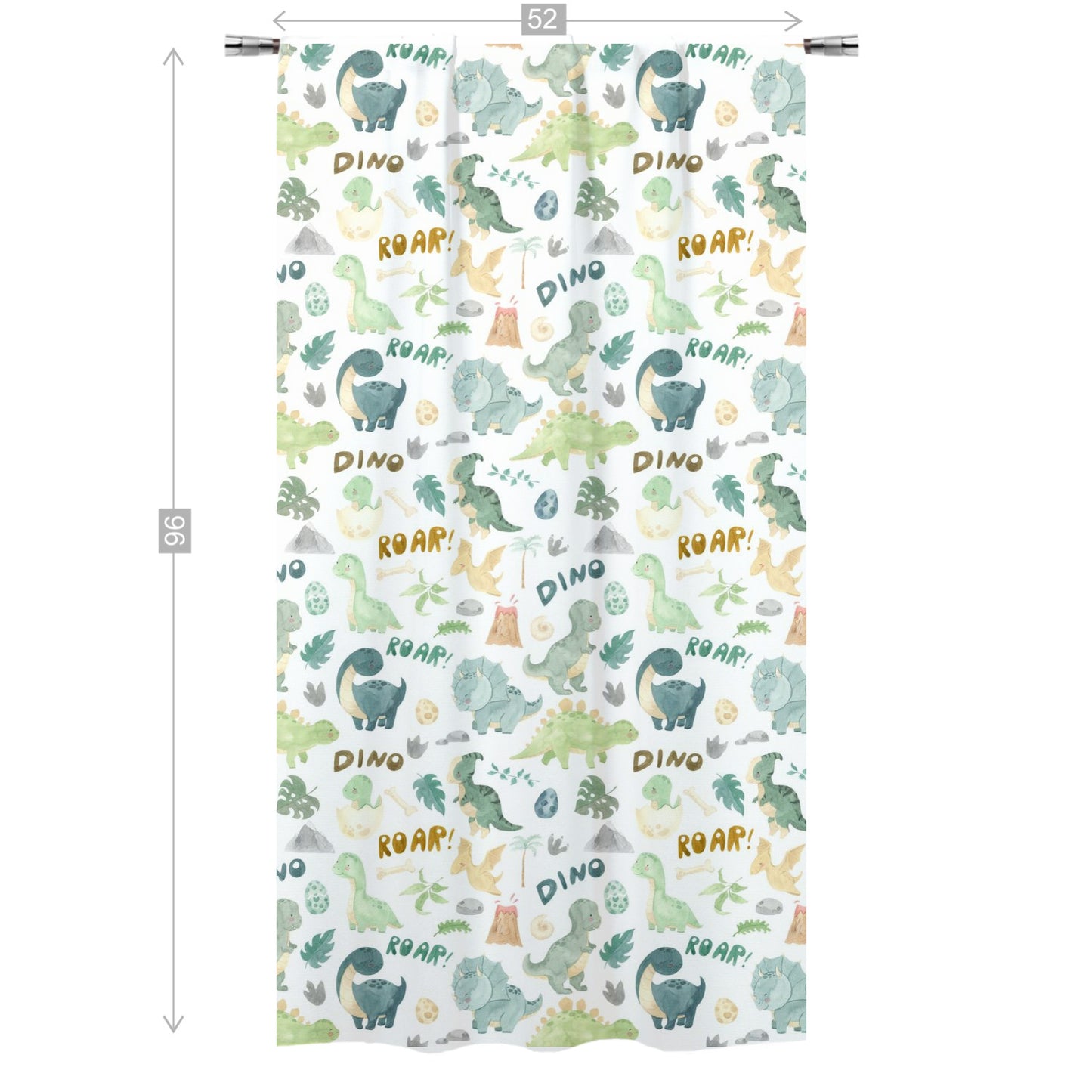 Dinosaur Curtain, Single Panel, Dinosaur nursery decor - Prehistoric Friends