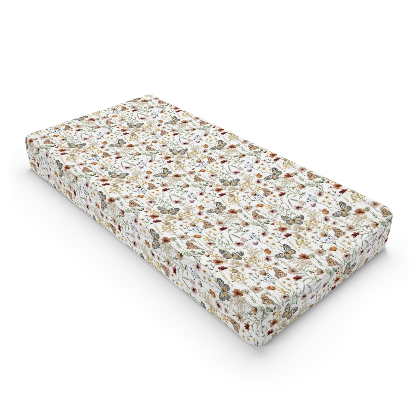 Butterfly floral Changing Pad Cover, Wildflower nursery bedding - Butterfly garden