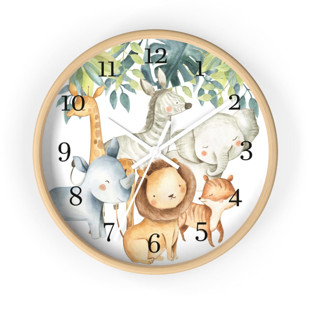 Safari animals kids wall clock, Jungle Nursery Decor - Baby Africa