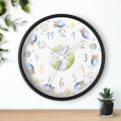 Rockets Wall Clock, Planets Nursery Décor - Outer Space