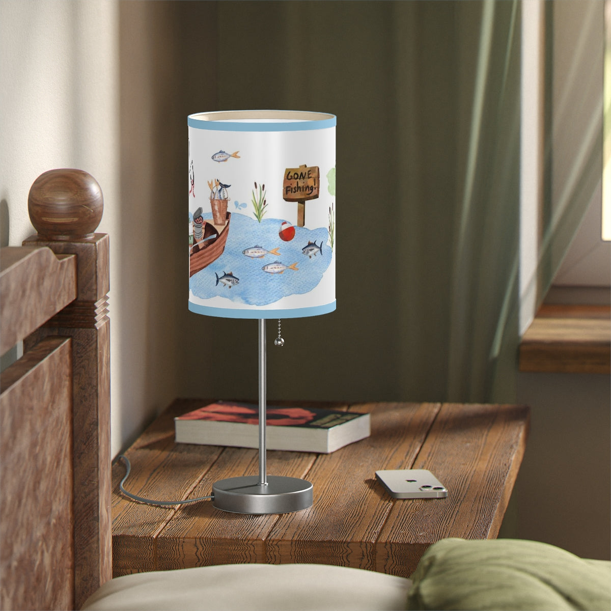 Fishing table lamp, Gone fishing nursery decor - Little Fisherman