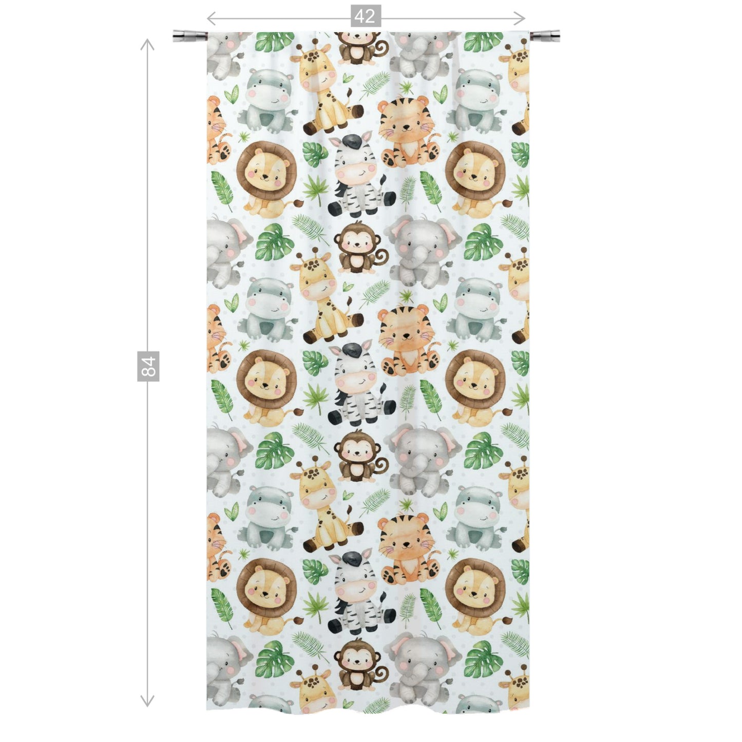 Safari animals Curtain, Single Panel, Safari nursery decor - Safari Explorer