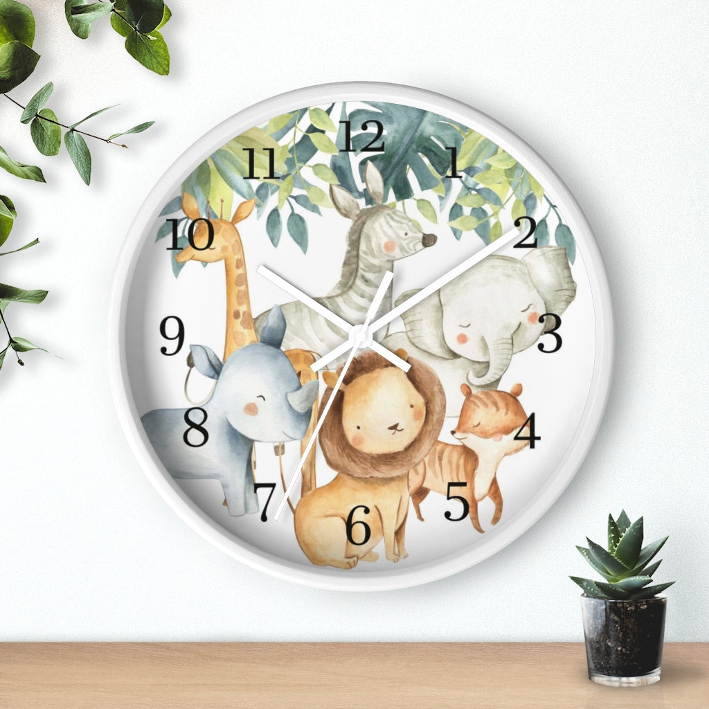 Safari animals kids wall clock, Jungle Nursery Decor - Baby Africa