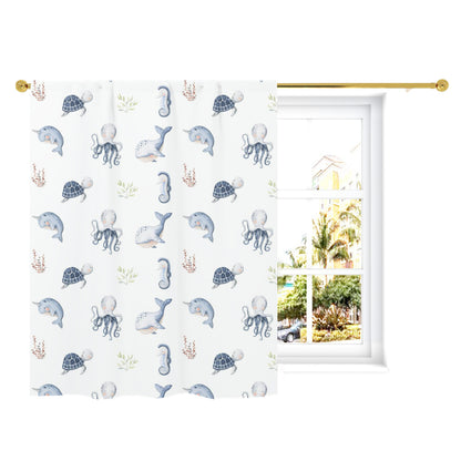 Under the Sea Nursery Curtains Single Panel | Sea Animals Nursery Decor - Little Ocean