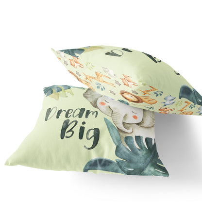 Dream Big Elephant Pillow, Safari Nursery Decor - Baby Africa