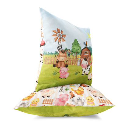 Farm Animals Pillow, Barnyard Nursery Decor - Morgan's Farm