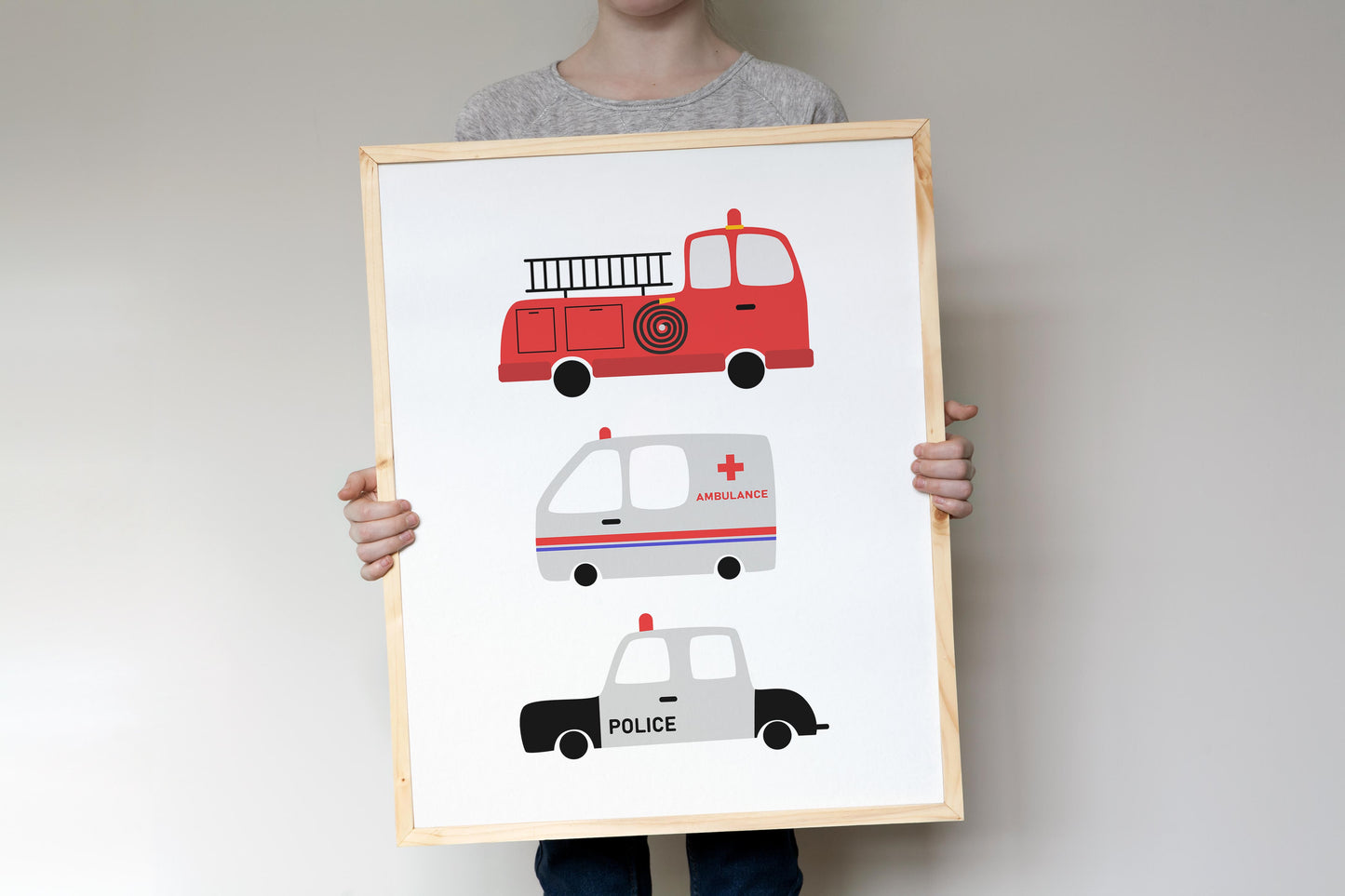 Transportation ABC and Numbers Wall Art, Trucks Nursery Prints - Set of 6