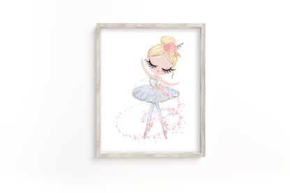 3 PRINTABLE Ballerina  Wall Art, Ballet Nursery Prints - Sweet Ballet