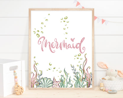 Mermaid Wall Art, Mermaid Nursery Prints set of 3