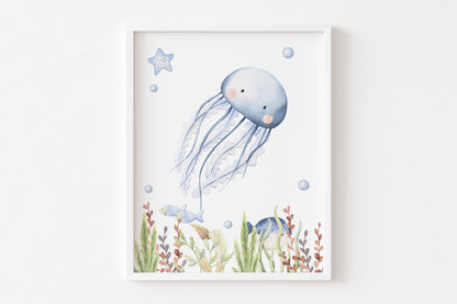 Under the Sea Wall Art, Ocean Nursery Prints Set of 6 - Little Ocean