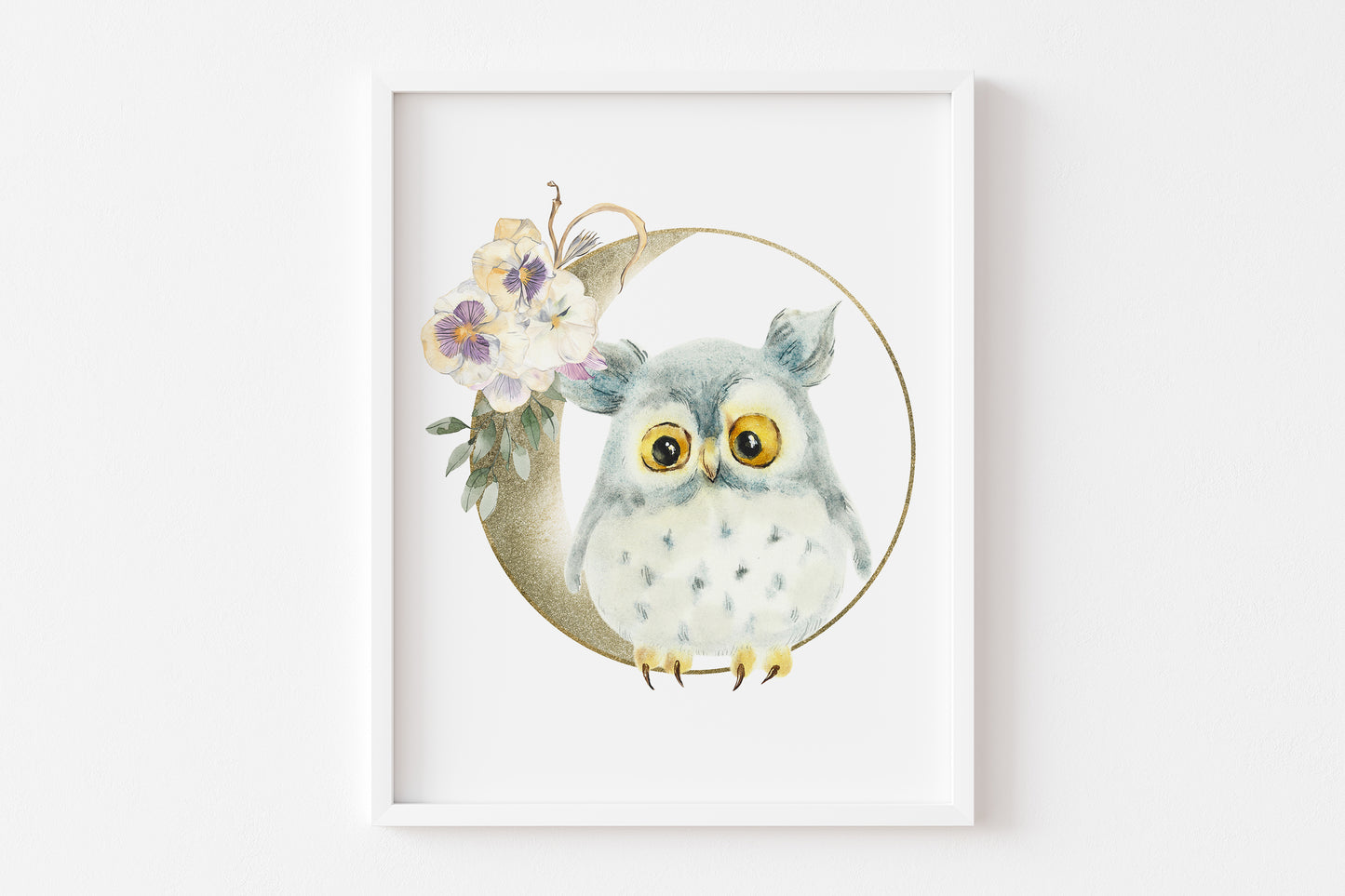 PRINTABLE Floral Owl Wall Art, Owl Nursery Print set of 2