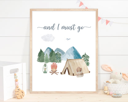 Adventure is calling Wall Art, Camping Nursery Prints set of 3