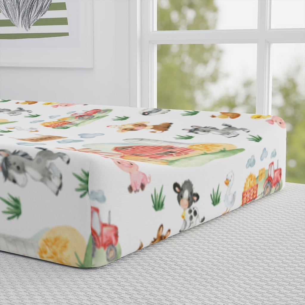 Farm Changing Pad Cover, Barnyard Nursery Decor - Farm Babies