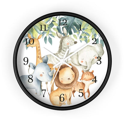 Safari animals kids wall clock, Jungle Nursery Decor - Baby Africa