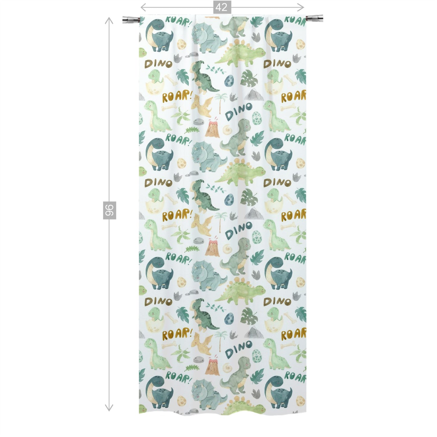 Dinosaur Curtain, Single Panel, Dinosaur nursery decor - Prehistoric Friends