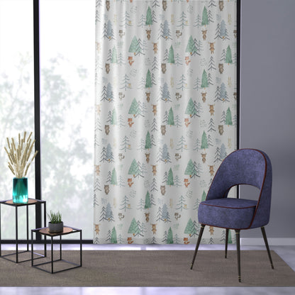 Woodland animals Sheer Curtain, Forest Nursery Decor - Scandi Woodland