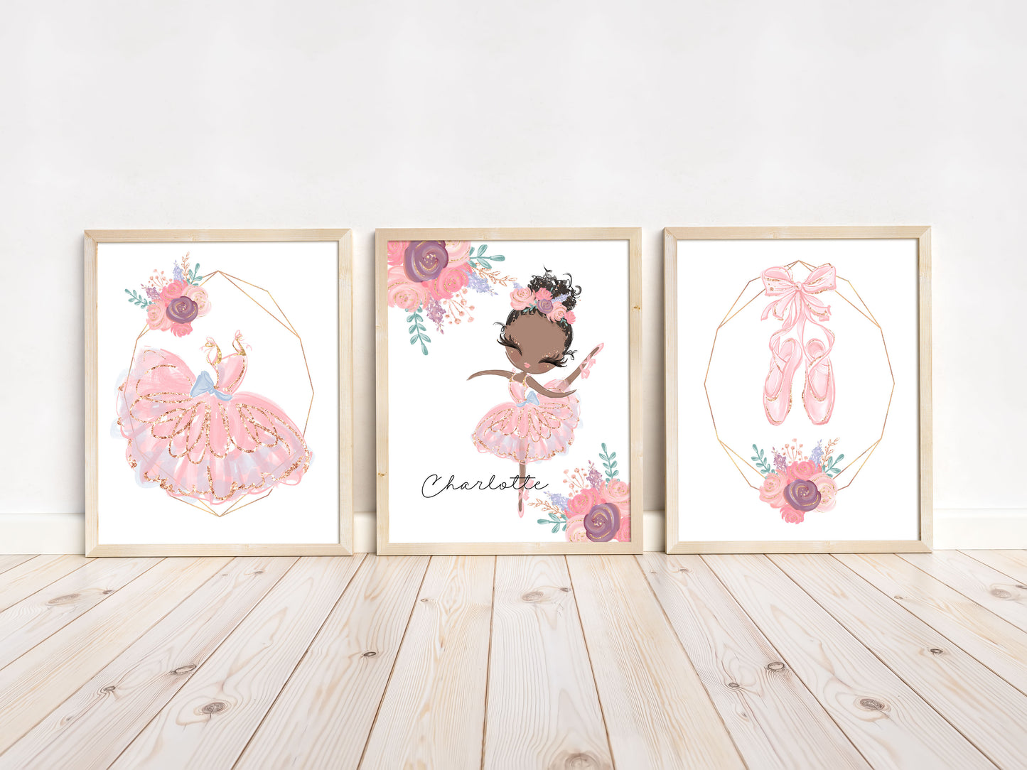 Personalized Ballerina Wall Art, Ballet Nursery Décor Set of 3 Unframed Prints - Sweet Ballet