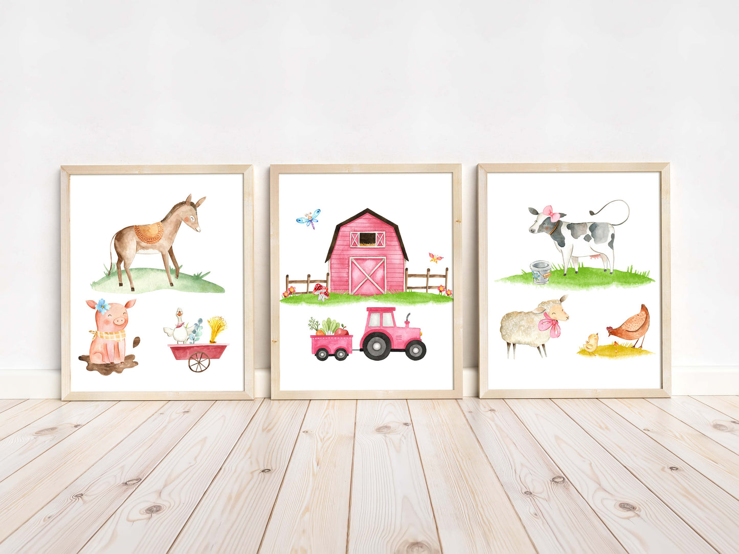 Girl Farm Wall Art, Farm Nursery Prints set of 3 - Farm Sweet Farm