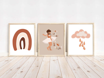 You are my Sunshine Wall Art, Abstract Nursery Prints set of 3