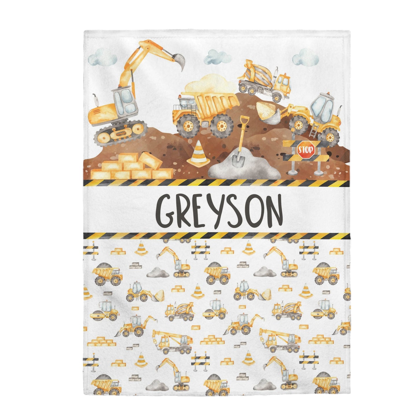 Construction Personalized Minky Blanket, Construction Nursery Bedding - Under construction