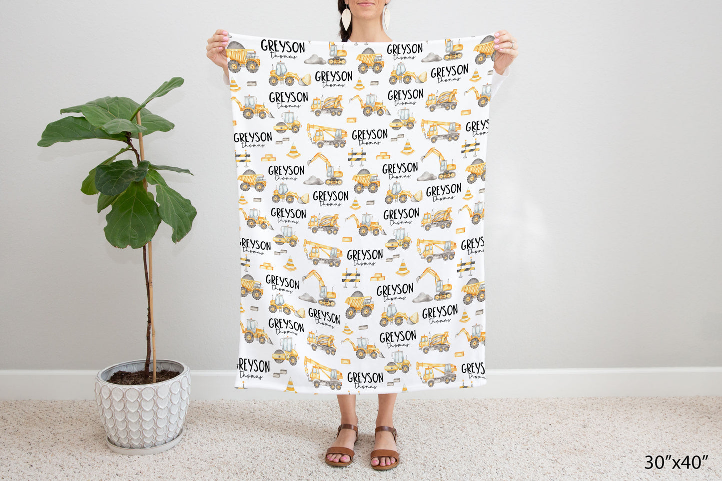 Construction Personalized Minky Blanket, Construction Nursery Bedding - Under construction