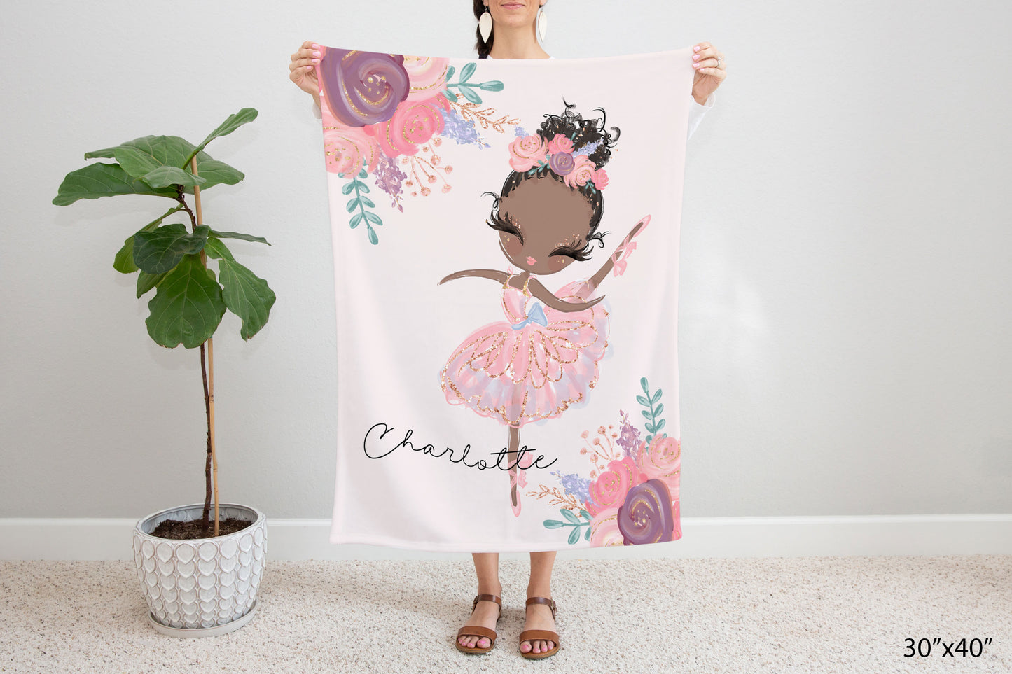 Ballerina Personalized Minky Blanket, Ballet Nursery Bedding - Sweet Ballet