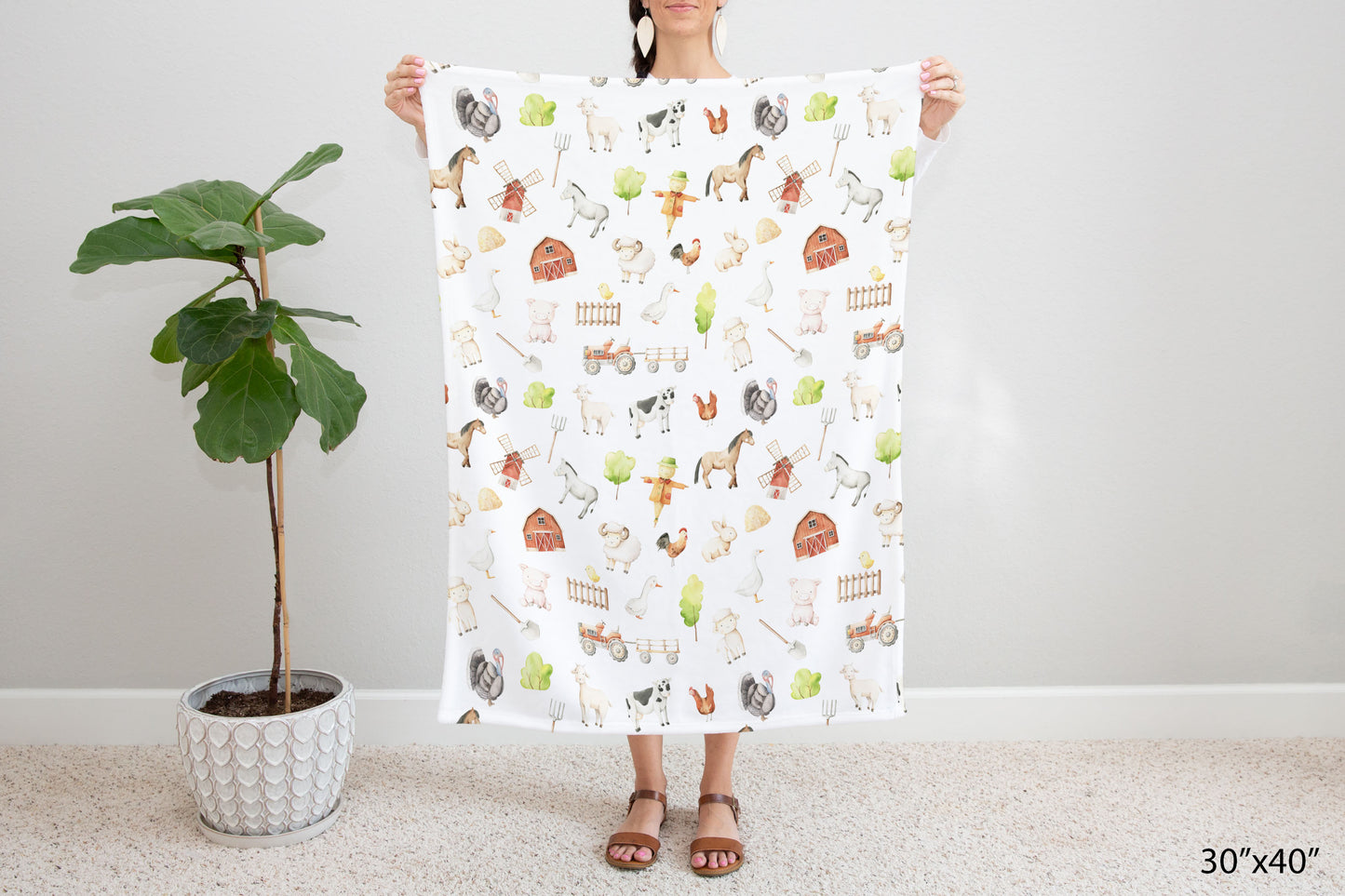 Farm baby blanket, Farm nursery beddin - Oliver's ranch