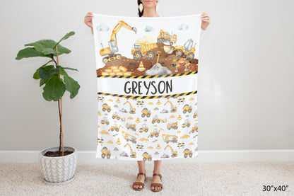 Construction Personalized Minky Blanket, Construction Nursery Bedding - Under construction