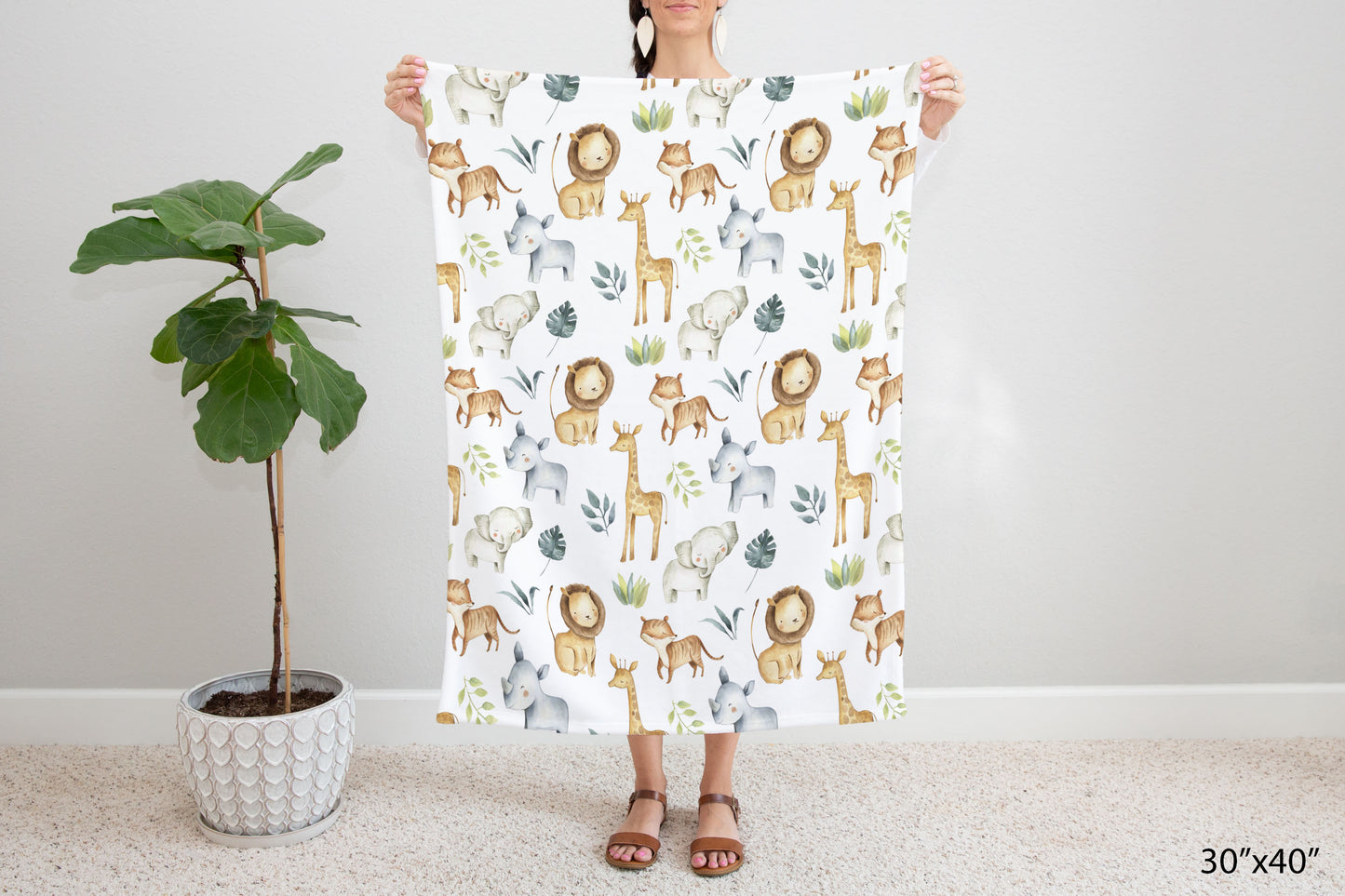 Safari Minky blanket | Jungle animals nursery bedding -  Baby Africa