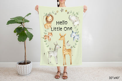 Hello Little One Safari Minky Blanket, Jungle Nursery Bedding - Baby Africa