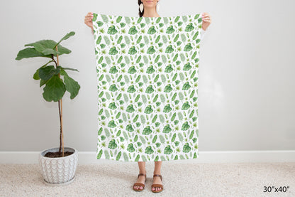 Tropical Leaves Minky Blanket, Jungle Nursery Bedding - Safari Explorer