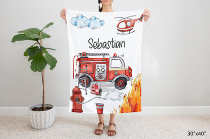 Fireman Personalized Minky Blanket, Fireman Nursery Bedding - Little Hero