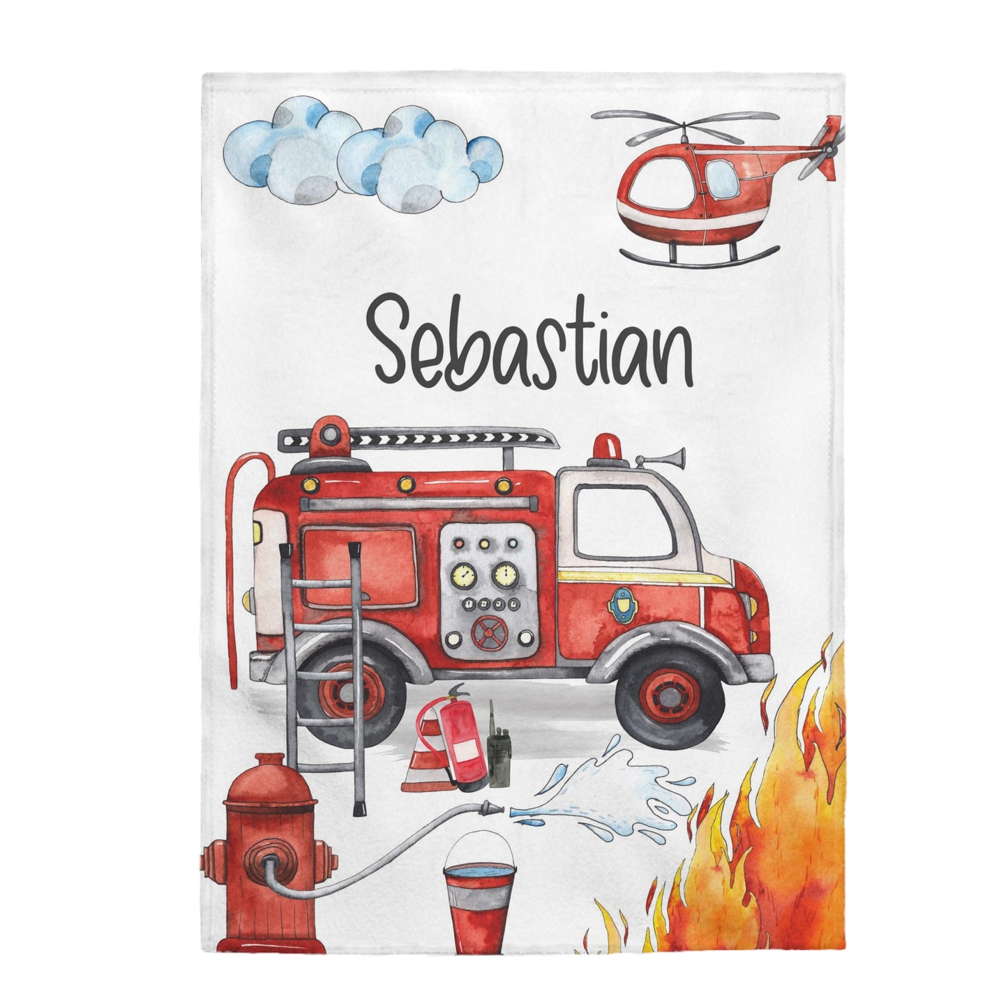 Fireman Personalized Minky Blanket, Fireman Nursery Bedding - Little Hero