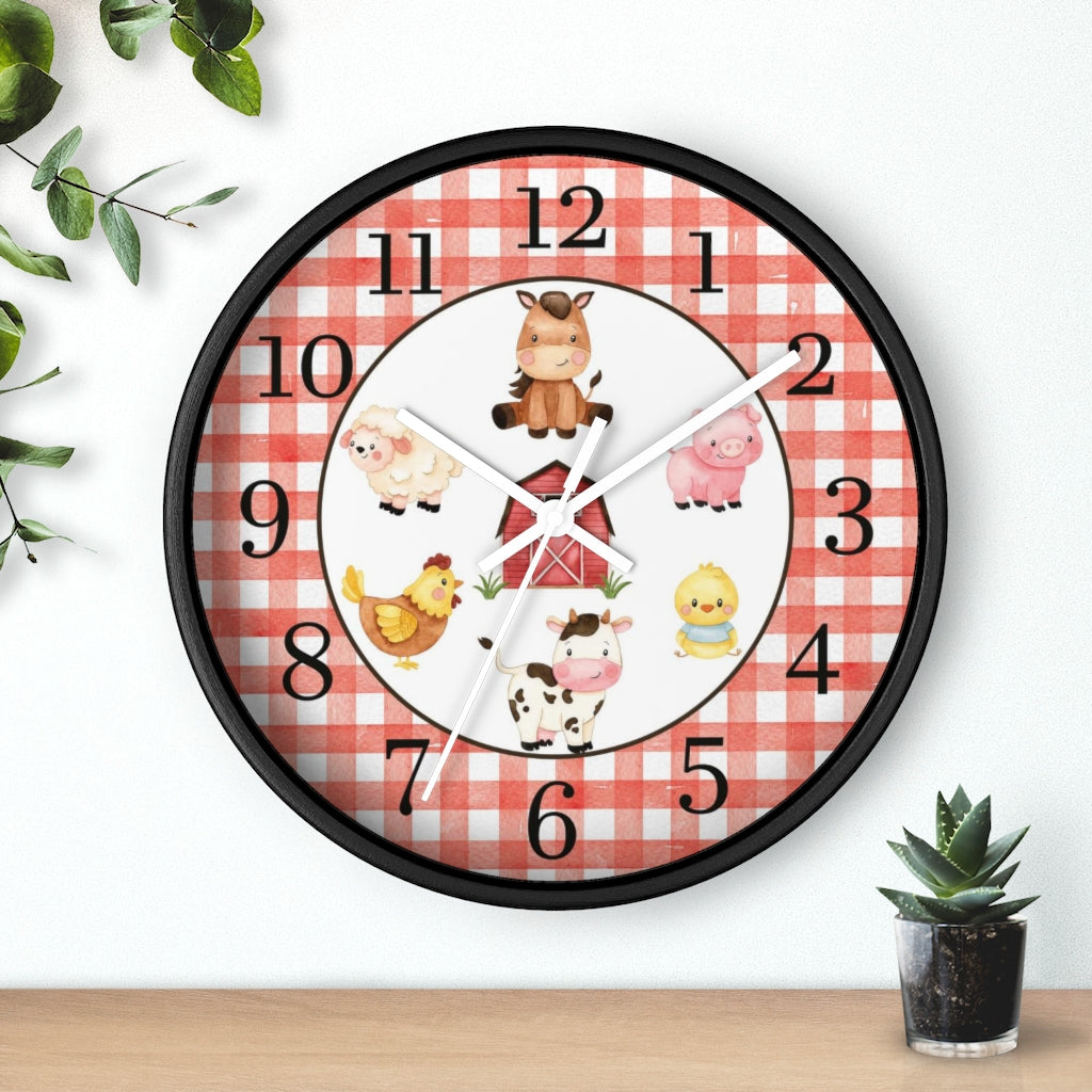 Farm Animals Kids Wall Clock | Farm Nursery Decor