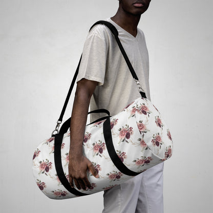 Roses Duffle Bag, Nautical Overnight Bag - Rose Bloom