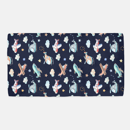 Airplanes Crib Sheet, Aviation Nursery Bedding- Night Flight