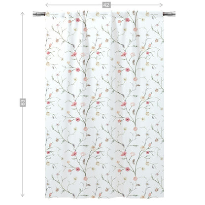 Boho Floral Curtain, Pink Floral Nursery Curtains - Blush Wildflowers