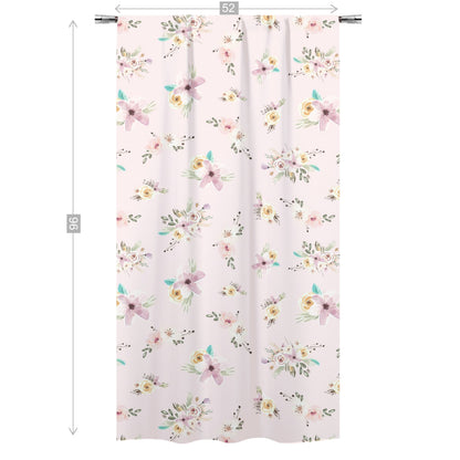 Pink Floral Curtains, Floral Nursery Decor - Forest Friends