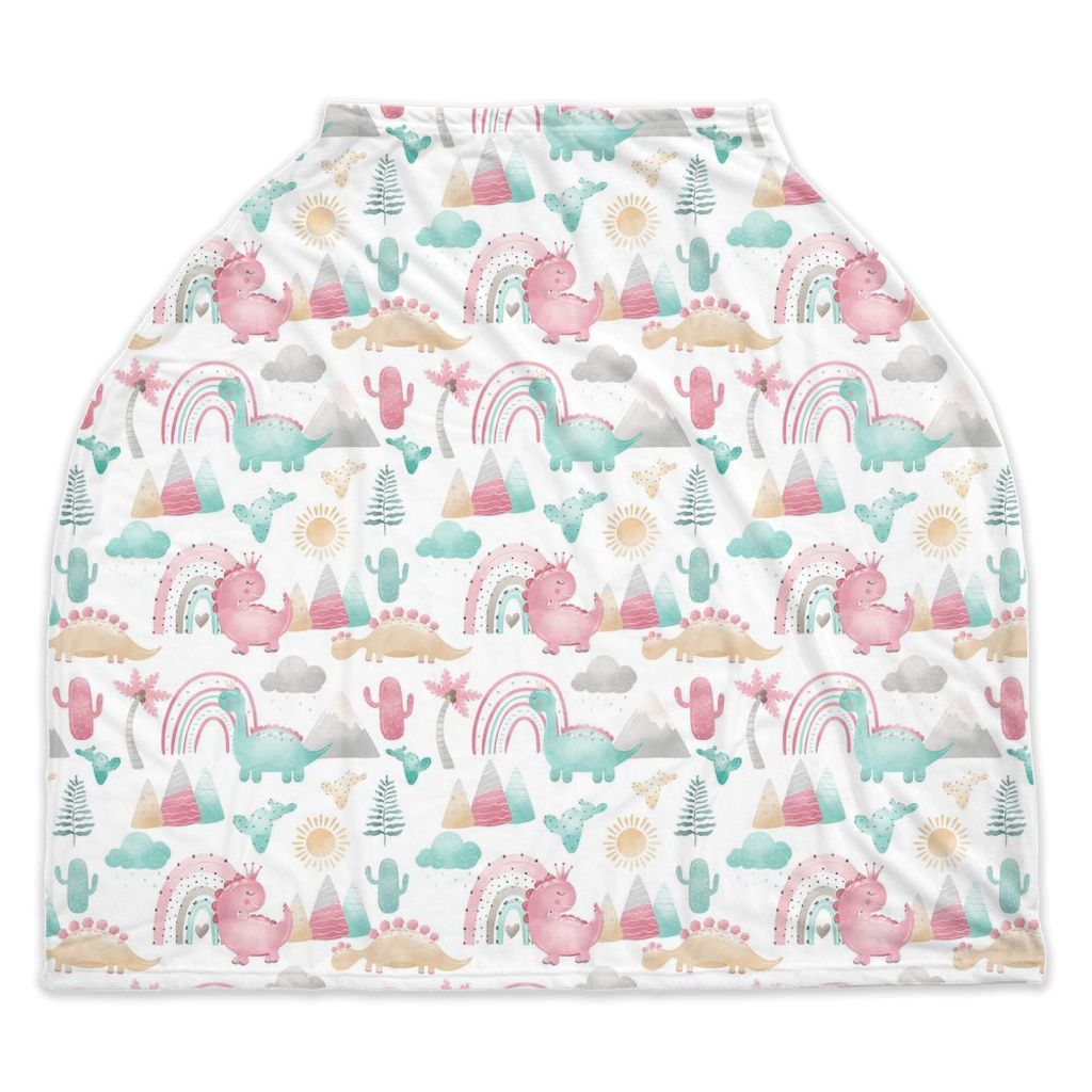 Pink dinosaur carseat cover, Dinosaur nursery decor - Pink Dinosaur