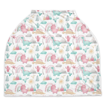 Pink dinosaur carseat cover, Dinosaur nursery decor - Pink Dinosaur