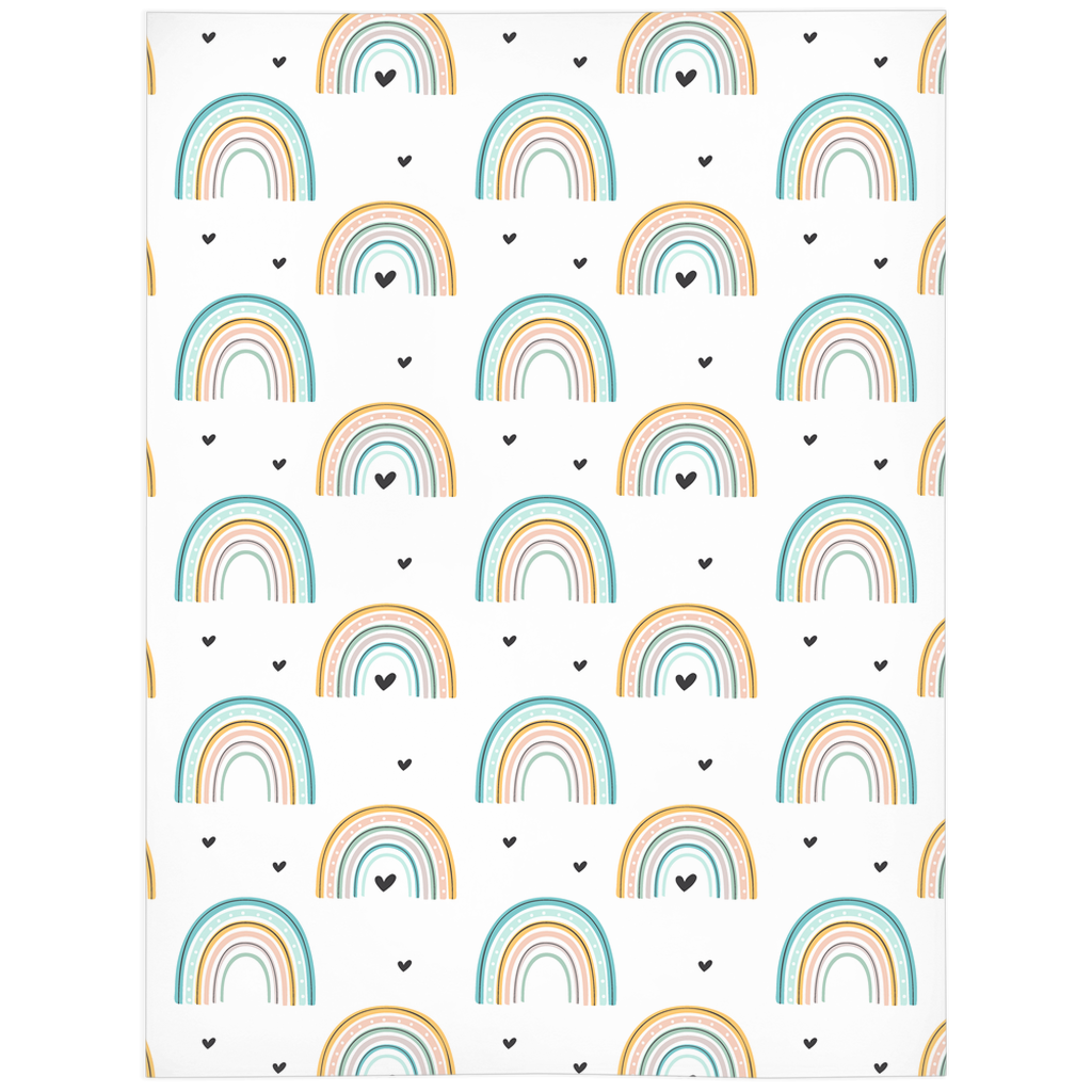 Heart Rainbow Minky Blanket, Rainbow Nursery Bedding