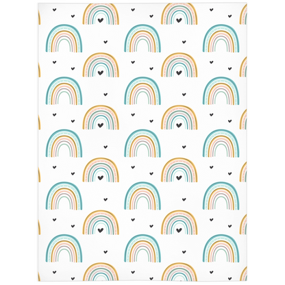 Heart Rainbow Minky Blanket, Rainbow Nursery Bedding