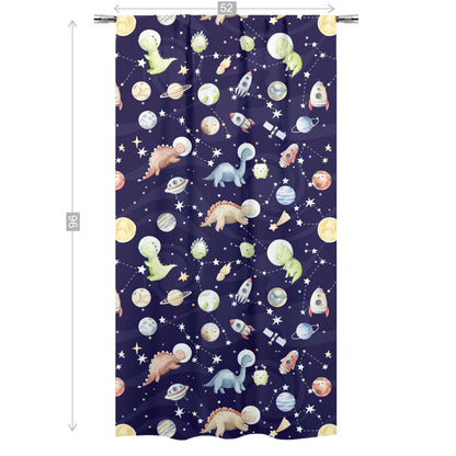 Dinosaur Space Curtain Single Panel, Space Nursery Decor