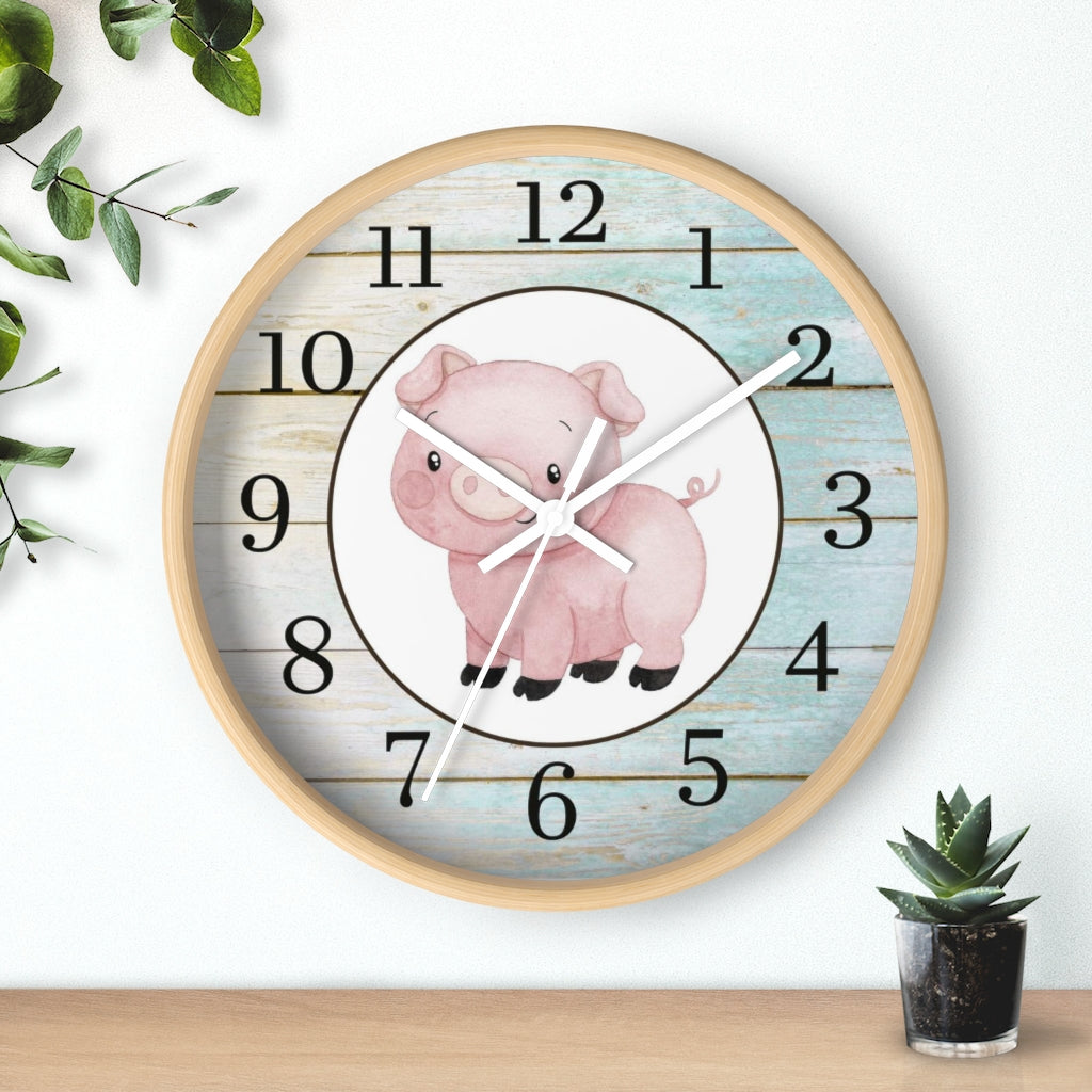 Pig Kids Wall Clock | Farm Nursery Decor